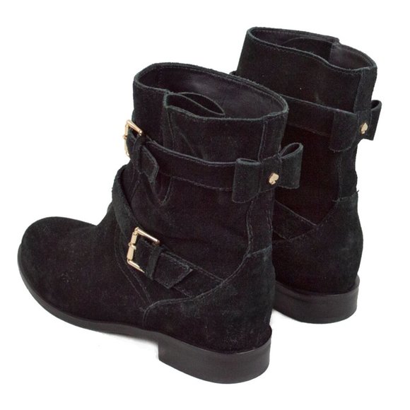 Kate Spade Sabina Black Suede Buckle & Bow Boots - Picture 10 of 14